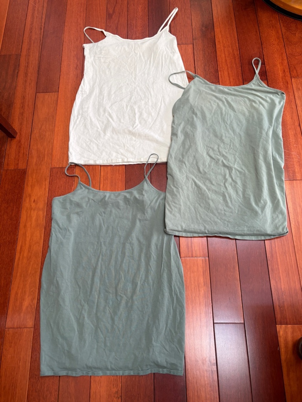 Women’s Basic Spaghetti Strap loungewear, sleepwear - cream & Sage Green (3)